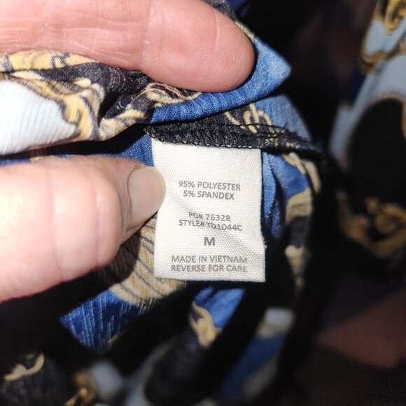 Gold Chain Print Long Sleeve Button-Up Tunic Top Ladies Size M EUC - Picture 5 of 6